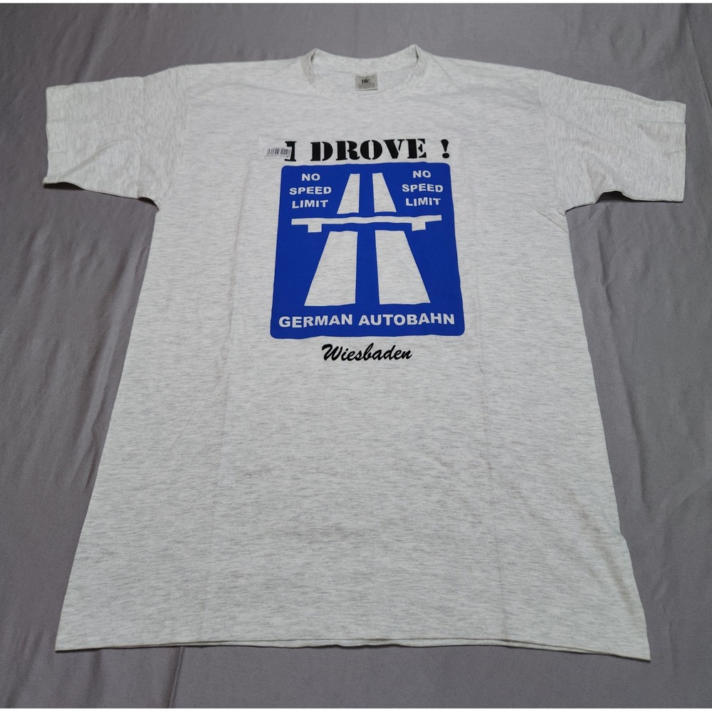 B&C Collection I Drove German Autobahn Wiesbaden Graphic T-Shirt Grey Mens M